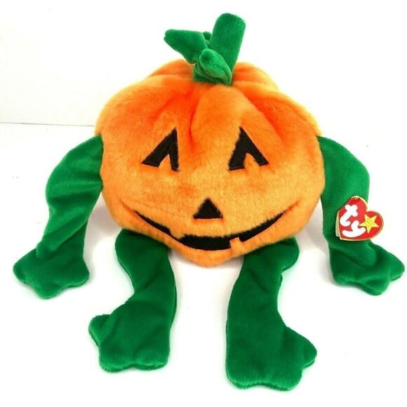 Vintage 90s TY Beanie Buddy Pumkin Plush Pumpkin Halloween Jack-O-Lantern 1999 - Picture 1 of 12